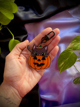Load image into Gallery viewer, Peekaboo Cat Pumpkin Acrylic Charm