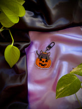 Load image into Gallery viewer, Peekaboo Cat Pumpkin Acrylic Charm