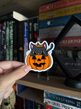 Load image into Gallery viewer, Peekaboo Pumpkin Cat Sticker

